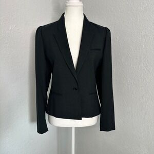 Vintage‎ Sasson Paris New York Black Blazer 80s Cropped Power Suit Jacket Size 8